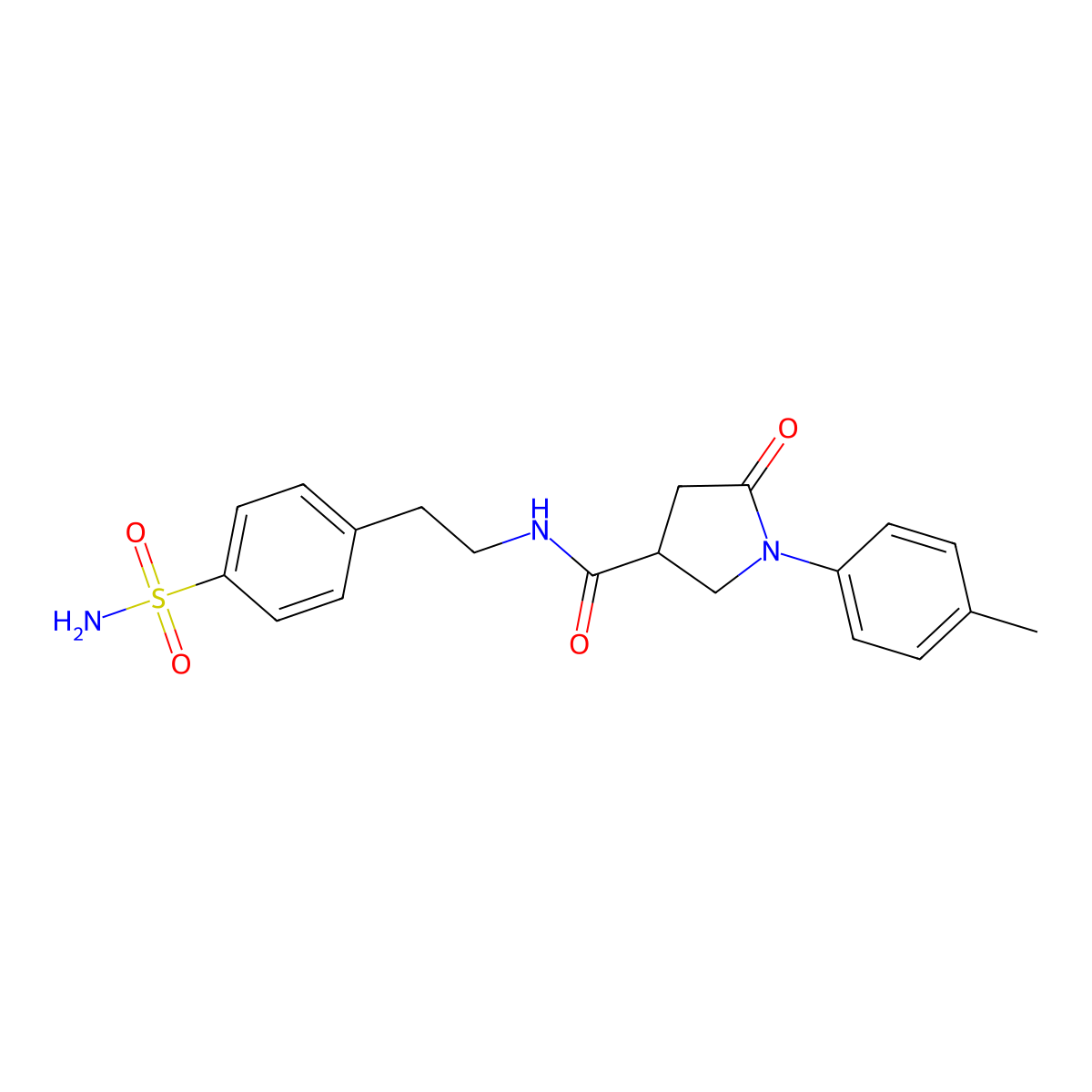 1-(4-methylphenyl)-5-oxo-N-[2-(4-sulfamoylphenyl)ethyl]pyrrolidine-3-carboxamide molecular structure, CAS 825597-80-6