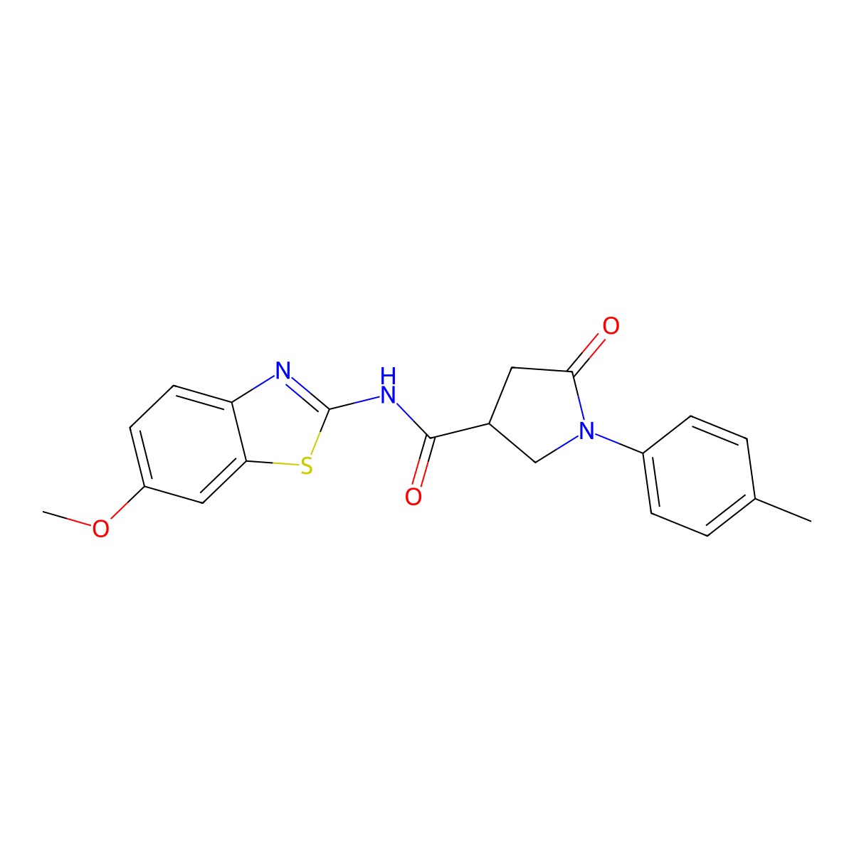 N-(6-methoxy-1,3-benzothiazol-2-yl)-1-(4-methylphenyl)-5-oxopyrrolidine-3-carboxamide molecular structure, CAS 825597-81-7