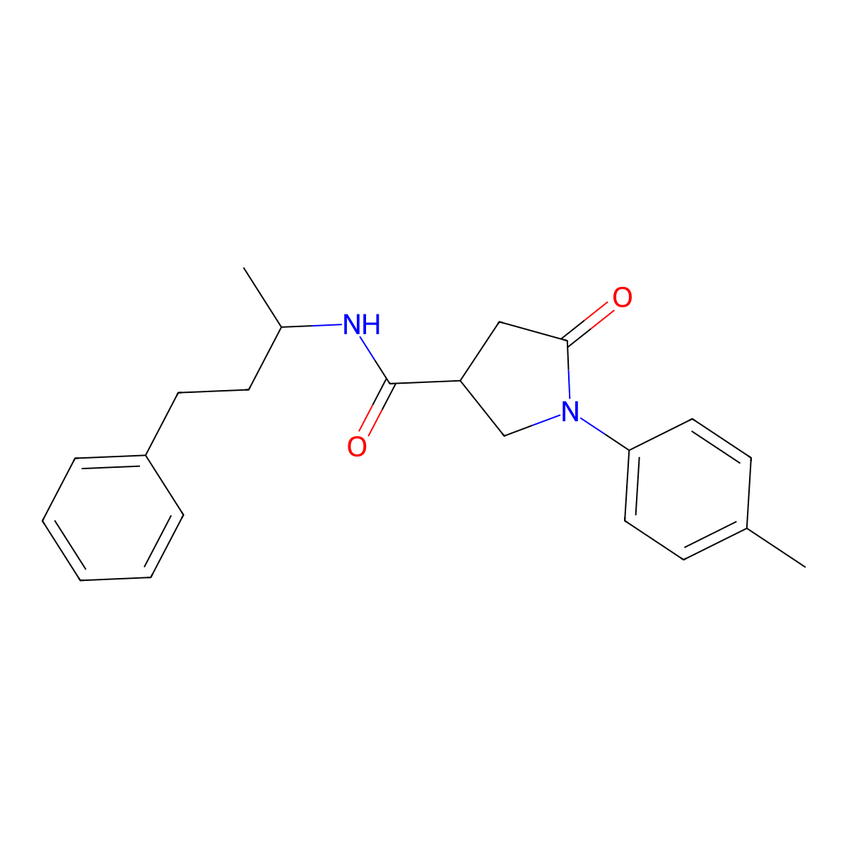 1-(4-methylphenyl)-5-oxo-N-(4-phenylbutan-2-yl)pyrrolidine-3-carboxamide molecular structure, CAS 825597-83-9