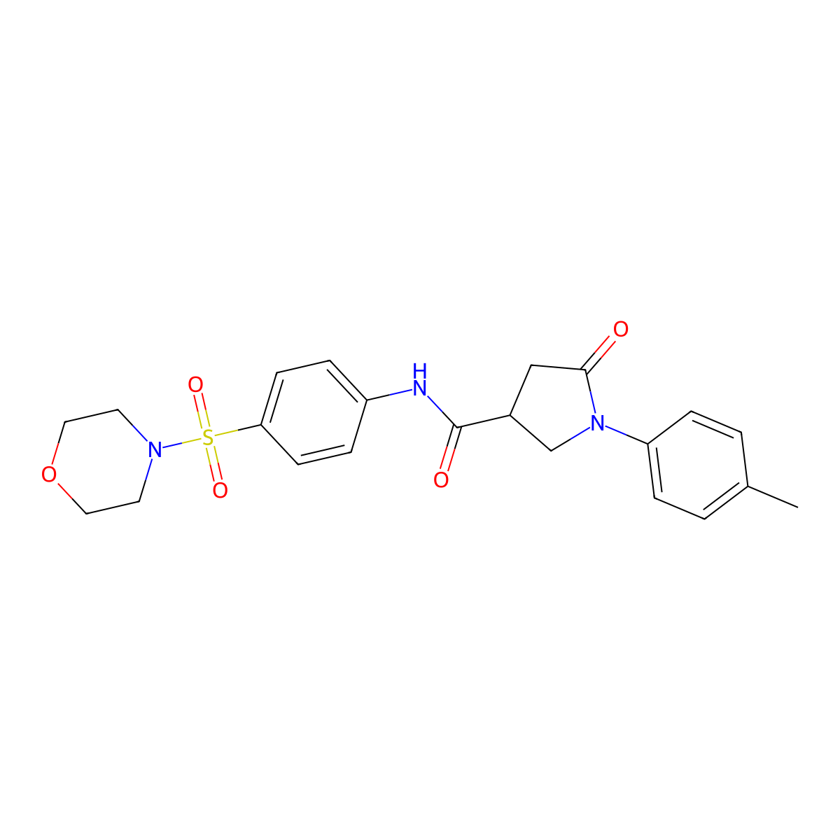 1-(4-methylphenyl)-N-(4-morpholin-4-ylsulfonylphenyl)-5-oxopyrrolidine-3-carboxamide molecular structure, CAS 825597-87-3
