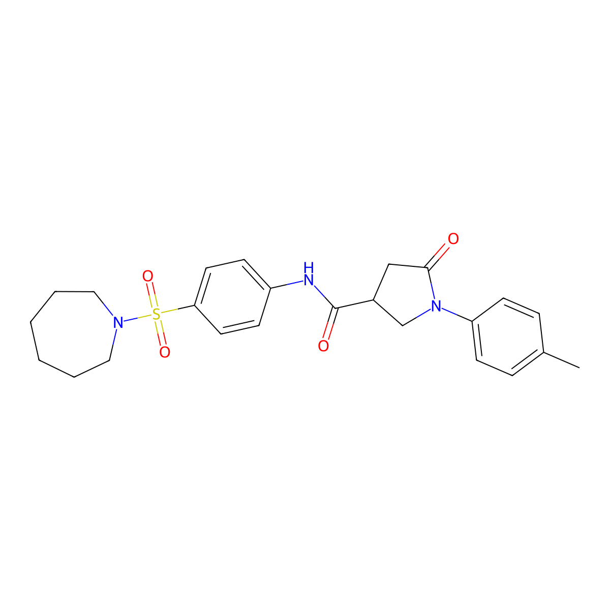 N-[4-(azepan-1-ylsulfonyl)phenyl]-1-(4-methylphenyl)-5-oxopyrrolidine-3-carboxamide molecular structure, CAS 825597-92-0