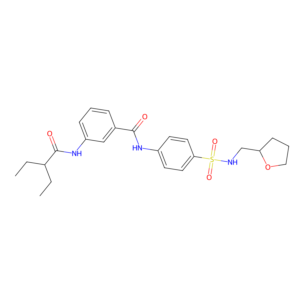 3-(2-ethylbutanoylamino)-N-[4-(oxolan-2-ylmethylsulfamoyl)phenyl]benzamide molecular structure, CAS 825597-93-1