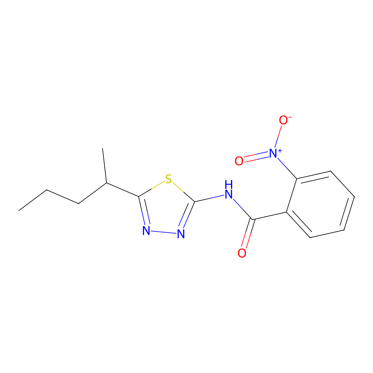 2-nitro-N-(5-pentan-2-yl-1,3,4-thiadiazol-2-yl)benzamide molecular structure, CAS 825598-02-5