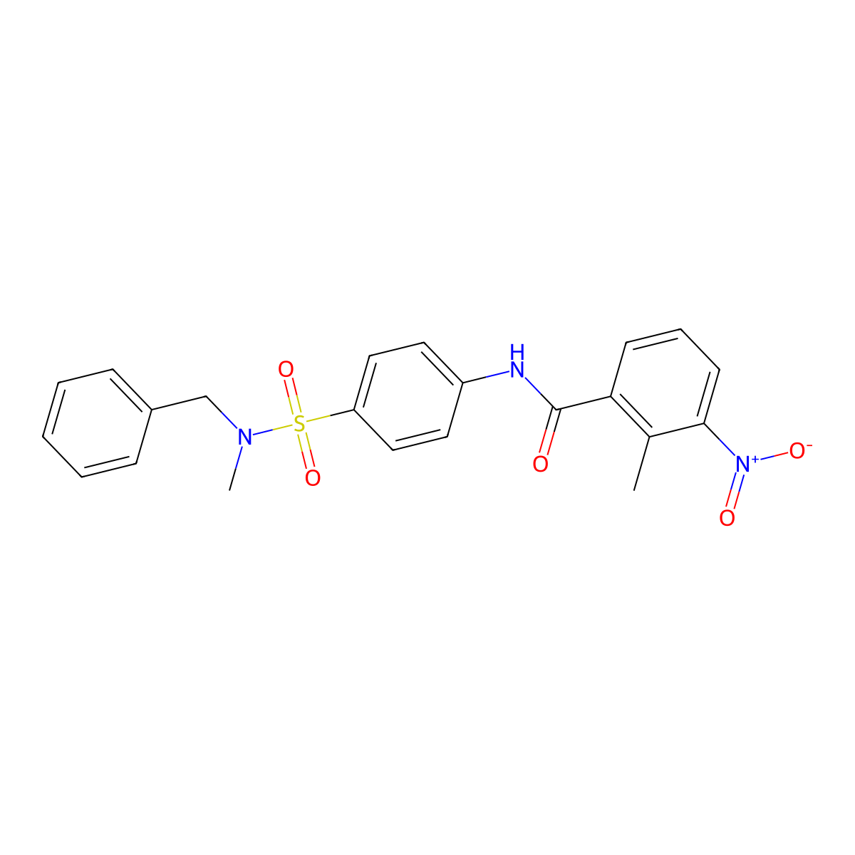 N-[4-[benzyl(methyl)sulfamoyl]phenyl]-2-methyl-3-nitrobenzamide molecular structure, CAS 825598-06-9