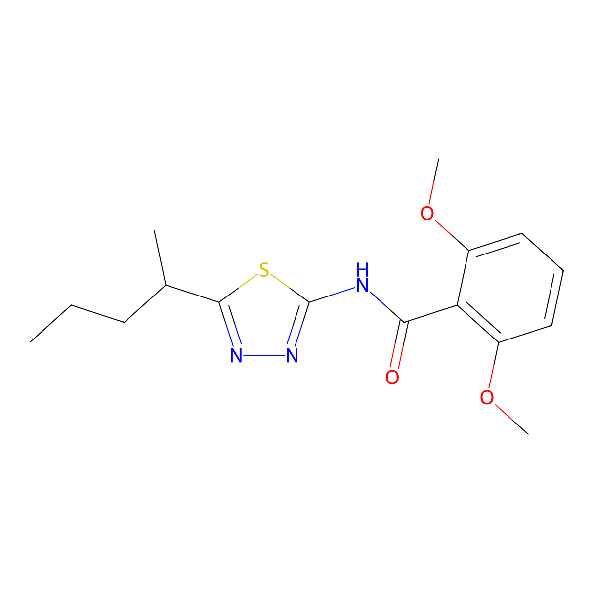 2,6-dimethoxy-N-(5-pentan-2-yl-1,3,4-thiadiazol-2-yl)benzamide molecular structure, CAS 825598-11-6