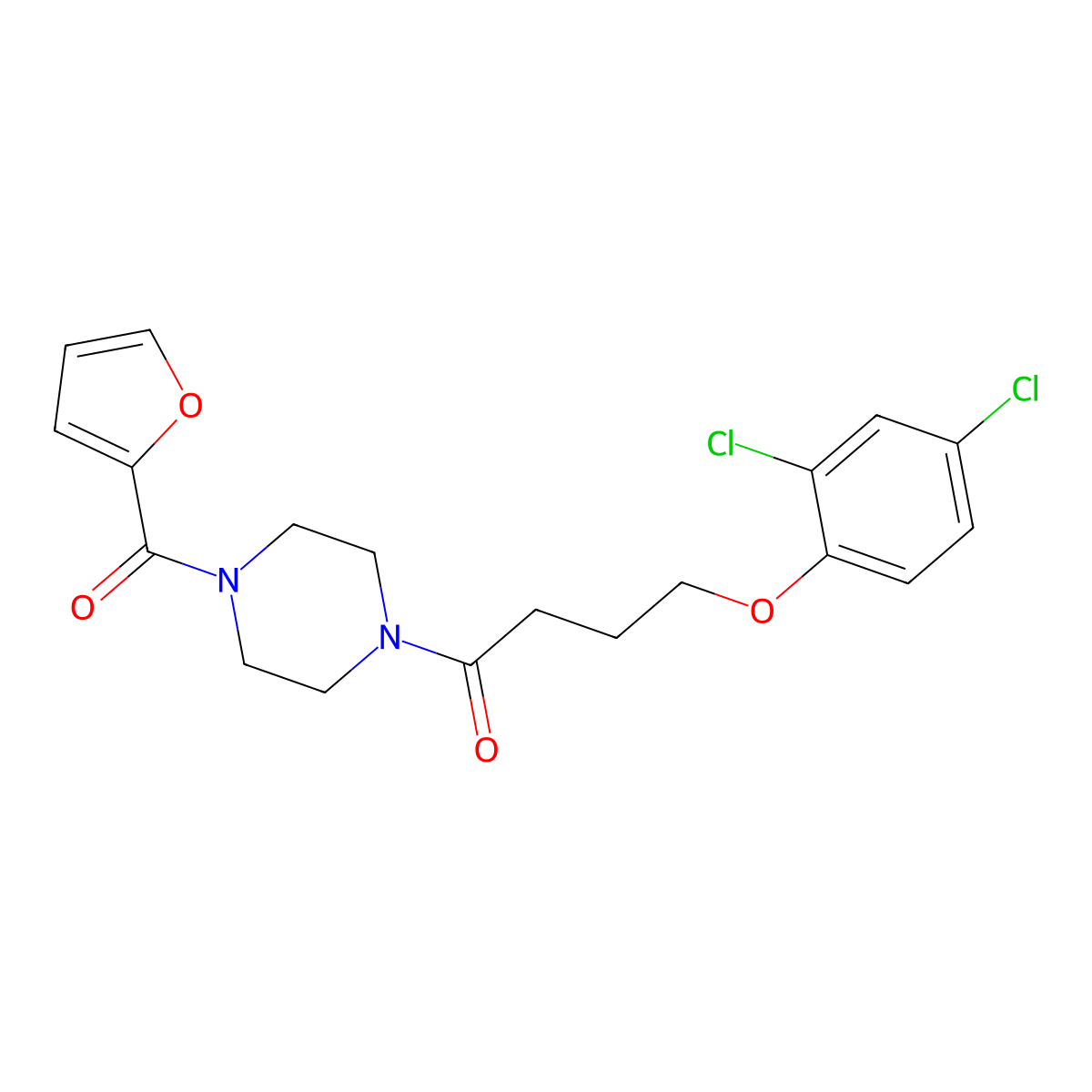4-(2,4-Dichlorophenoxy)-1-[4-(furan-2-carbonyl)piperazin-1-yl]butan-1-one molecular structure, CAS 825598-16-1