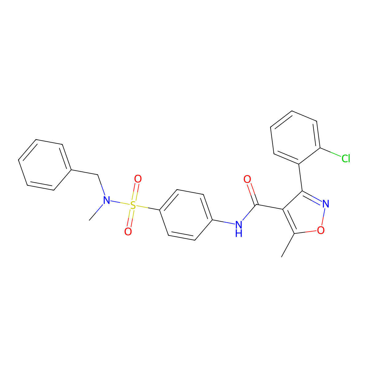 N-[4-[benzyl(methyl)sulfamoyl]phenyl]-3-(2-chlorophenyl)-5-methyl-1,2-oxazole-4-carboxamide molecular structure, CAS 825598-24-1