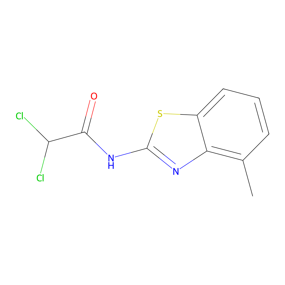 2,2-dichloro-N-(4-methyl-1,3-benzothiazol-2-yl)acetamide molecular structure, CAS 825598-25-2
