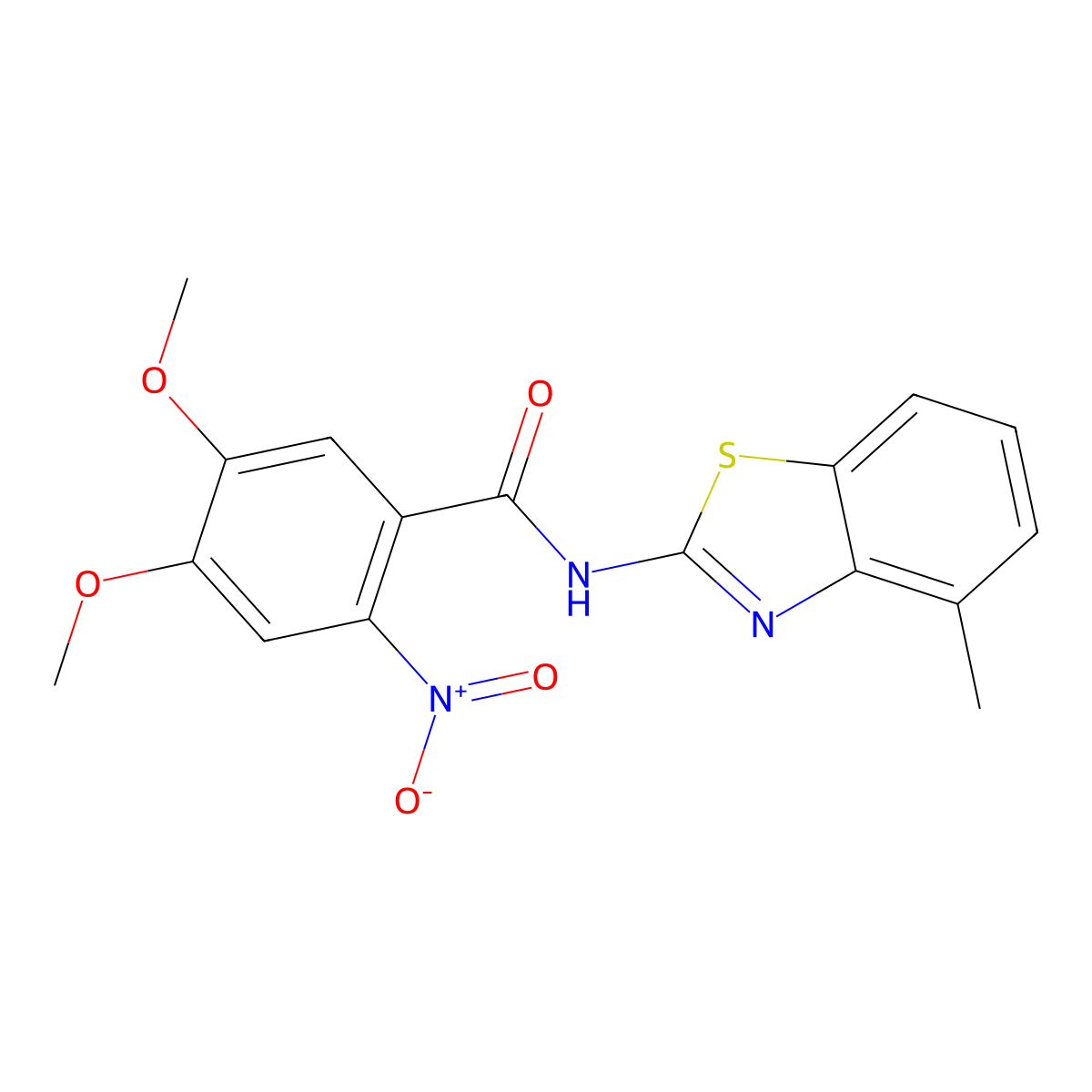 4,5-dimethoxy-N-(4-methyl-1,3-benzothiazol-2-yl)-2-nitrobenzamide molecular structure, CAS 825598-37-6
