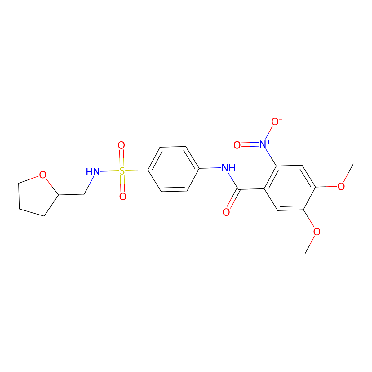 4,5-dimethoxy-2-nitro-N-[4-(oxolan-2-ylmethylsulfamoyl)phenyl]benzamide molecular structure, CAS 825598-38-7