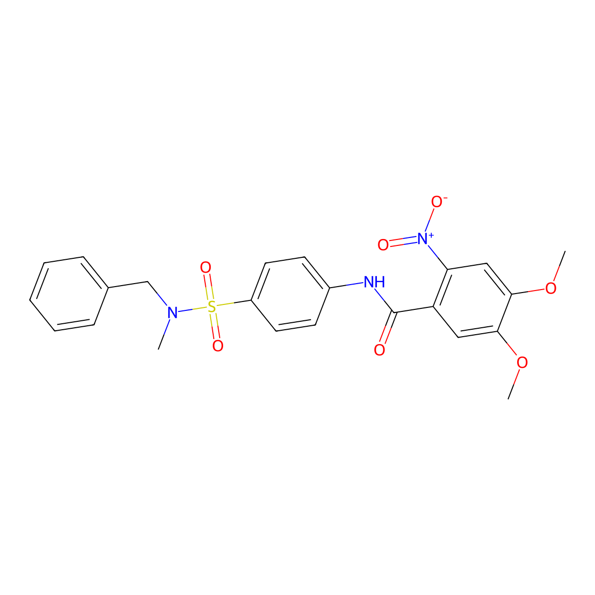 N-[4-[benzyl(methyl)sulfamoyl]phenyl]-4,5-dimethoxy-2-nitrobenzamide molecular structure, CAS 825598-39-8