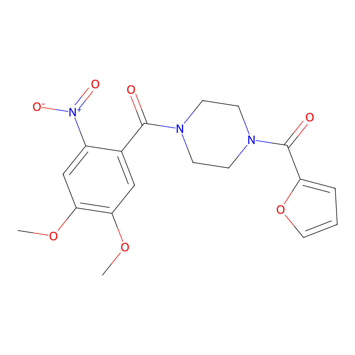 [4-(4,5-Dimethoxy-2-nitrobenzoyl)piperazin-1-yl]-(furan-2-yl)methanone molecular structure, CAS 825598-41-2