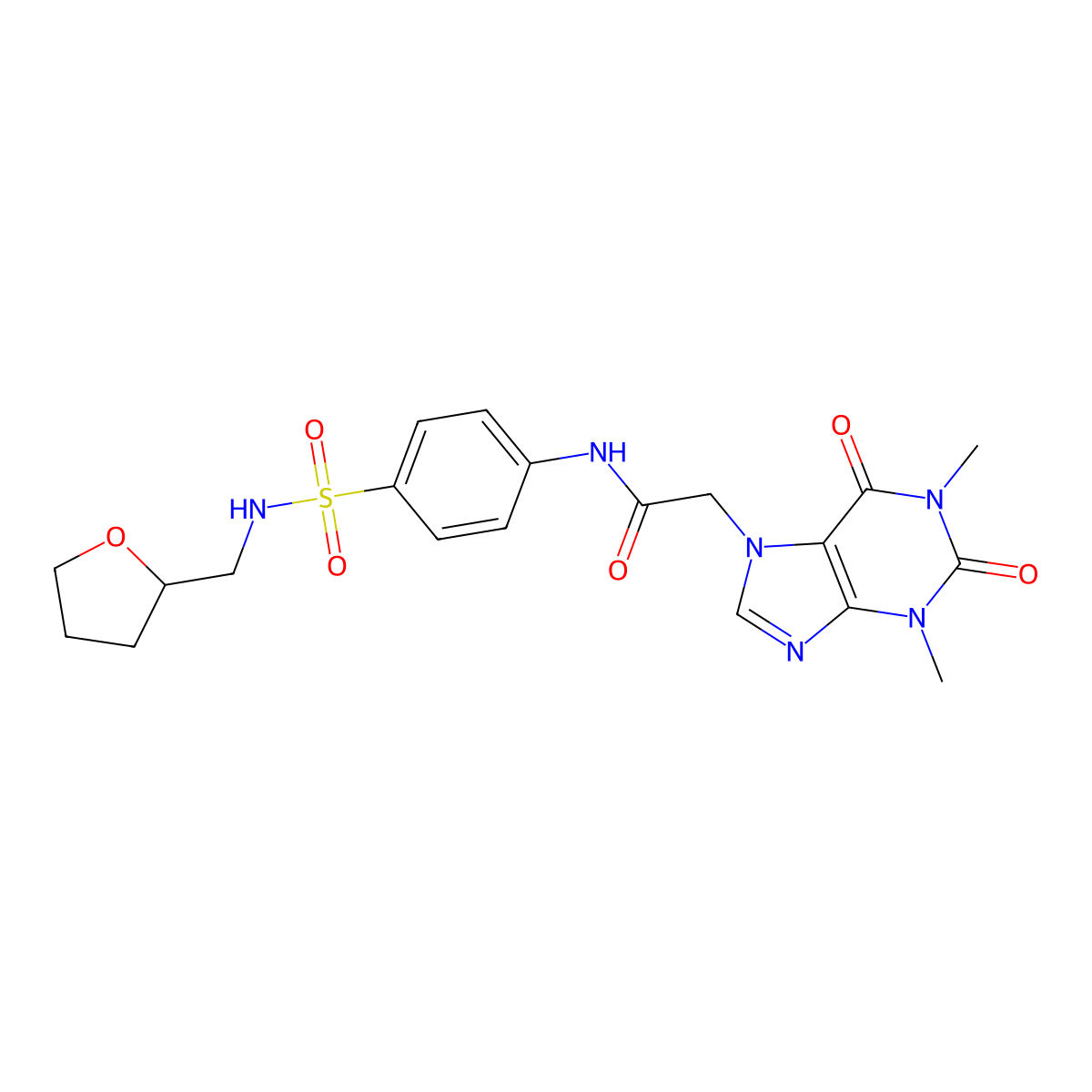 2-(1,3-dimethyl-2,6-dioxopurin-7-yl)-N-[4-(oxolan-2-ylmethylsulfamoyl)phenyl]acetamide molecular structure, CAS 825598-50-3