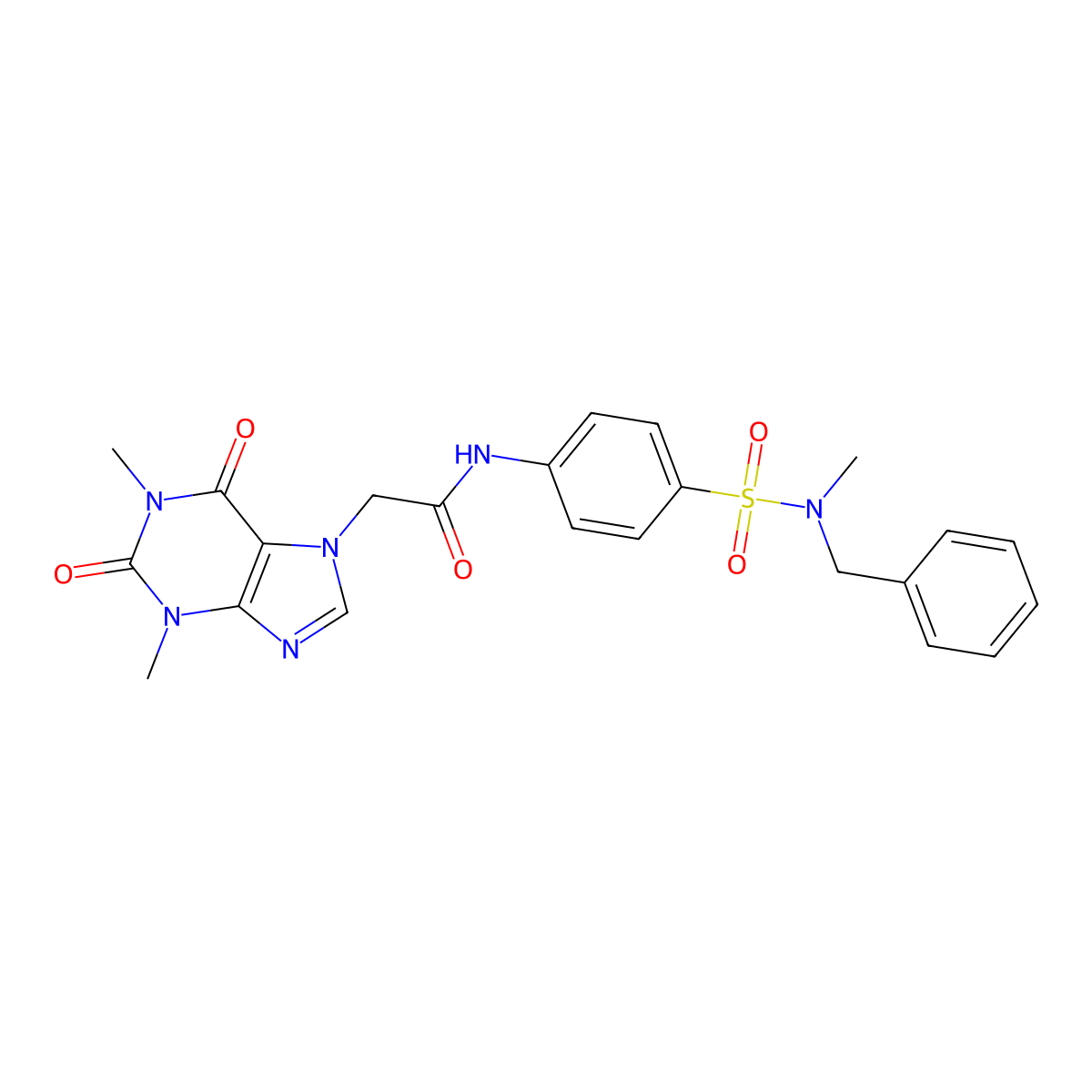 N-[4-[benzyl(methyl)sulfamoyl]phenyl]-2-(1,3-dimethyl-2,6-dioxopurin-7-yl)acetamide molecular structure, CAS 825598-51-4