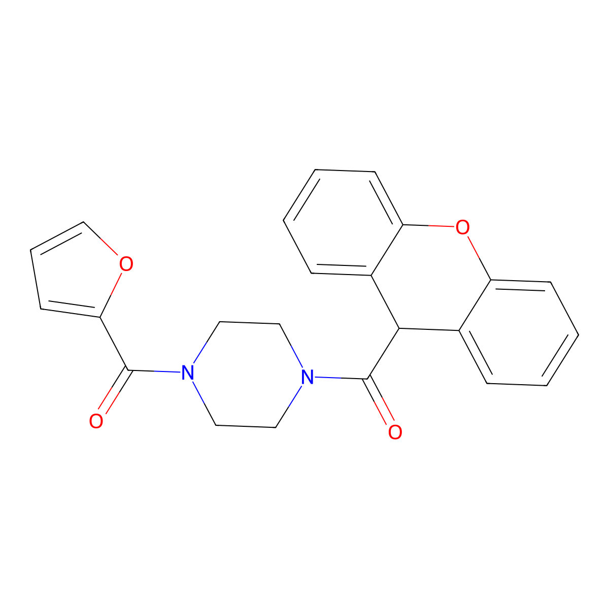 [4-(furan-2-carbonyl)piperazin-1-yl]-(9H-xanthen-9-yl)methanone molecular structure, CAS 825598-57-0