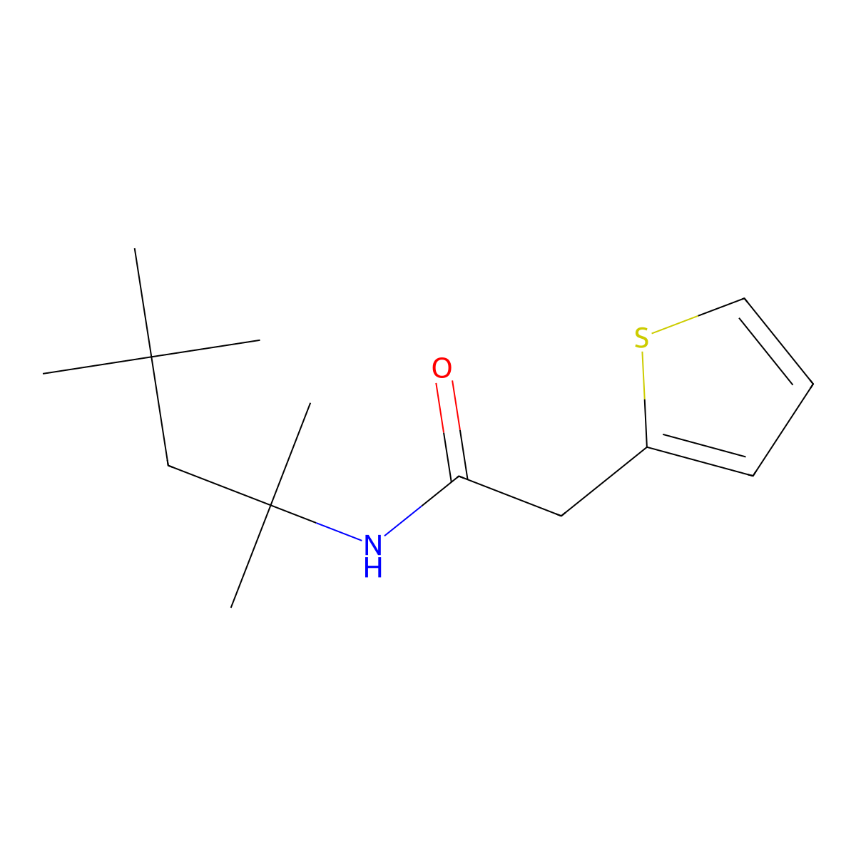 2-thiophen-2-yl-N-(2,4,4-trimethylpentan-2-yl)acetamide molecular structure, CAS 825598-62-7