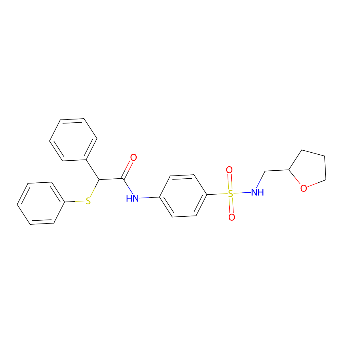 N-[4-(oxolan-2-ylmethylsulfamoyl)phenyl]-2-phenyl-2-phenylsulfanylacetamide molecular structure, CAS 825598-64-9