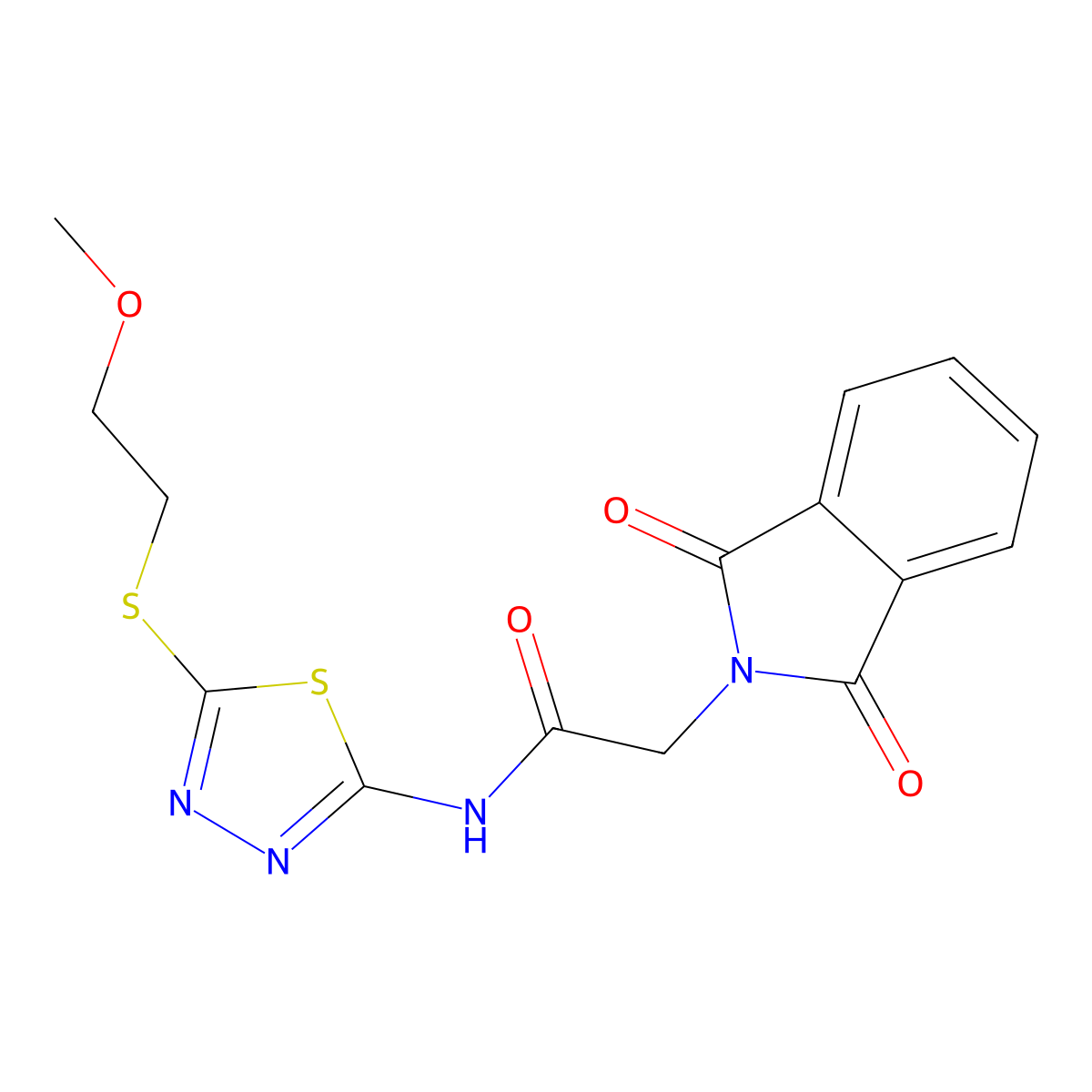 2-(1,3-dioxoisoindol-2-yl)-N-[5-(2-methoxyethylsulfanyl)-1,3,4-thiadiazol-2-yl]acetamide molecular structure, CAS 825598-70-7