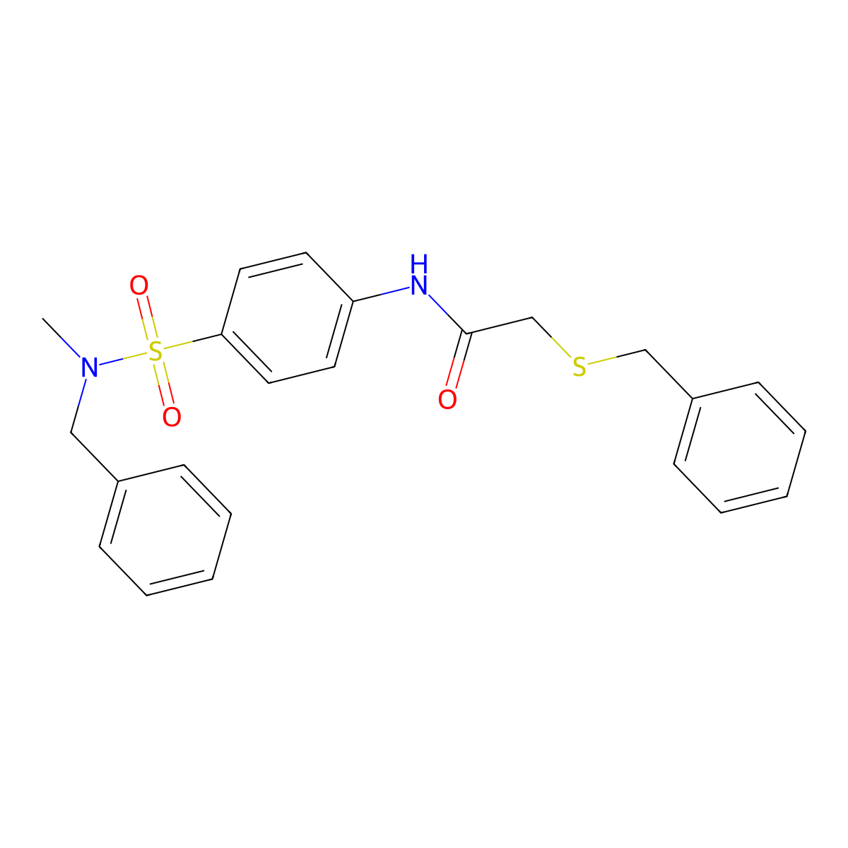 N-[4-[benzyl(methyl)sulfamoyl]phenyl]-2-benzylsulfanylacetamide molecular structure, CAS 825598-76-3