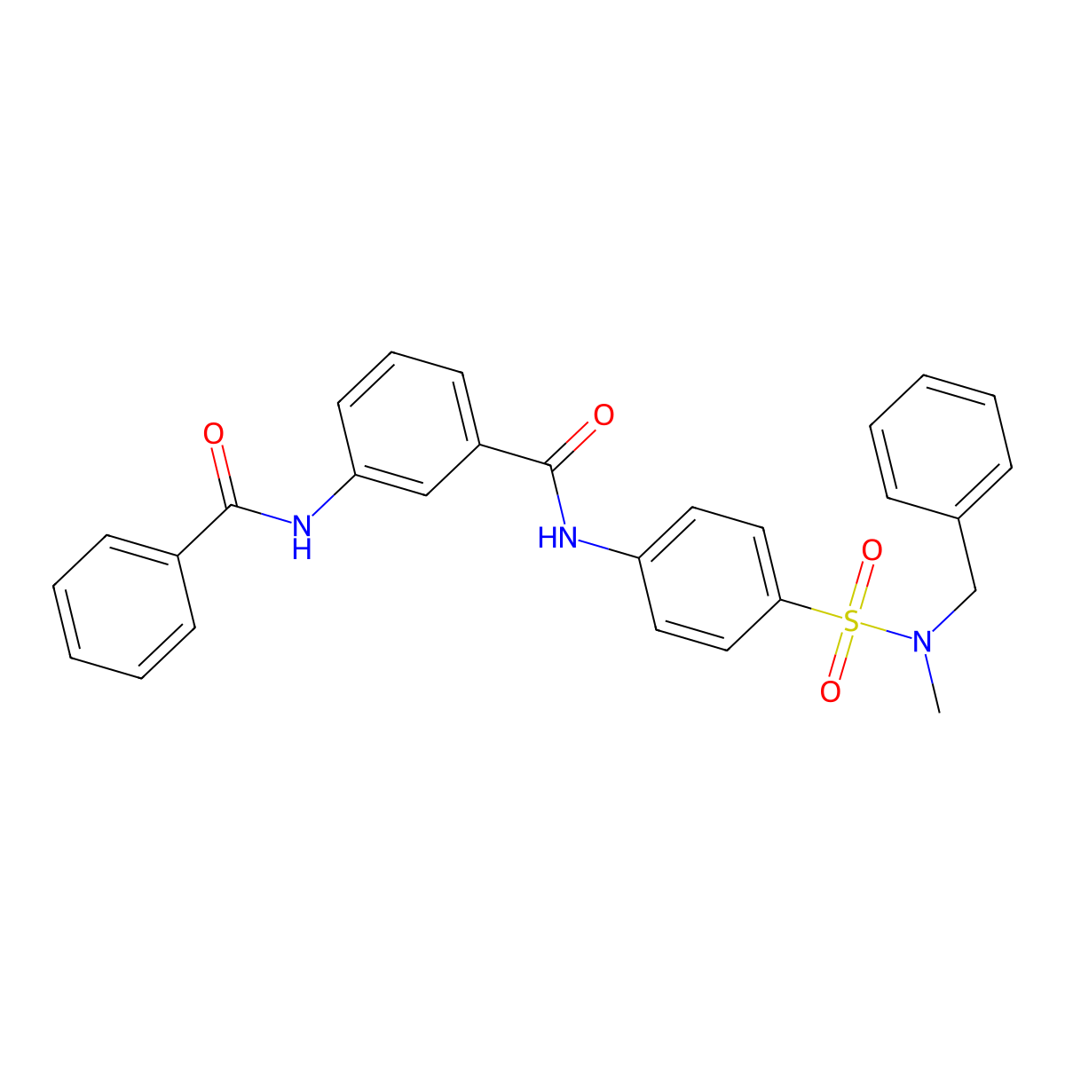 3-benzamido-N-[4-[benzyl(methyl)sulfamoyl]phenyl]benzamide molecular structure, CAS 825598-77-4