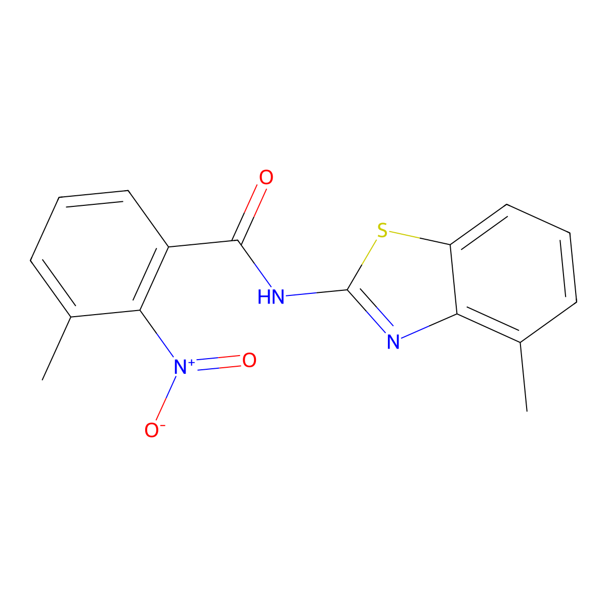 3-methyl-N-(4-methyl-1,3-benzothiazol-2-yl)-2-nitrobenzamide molecular structure, CAS 825598-80-9