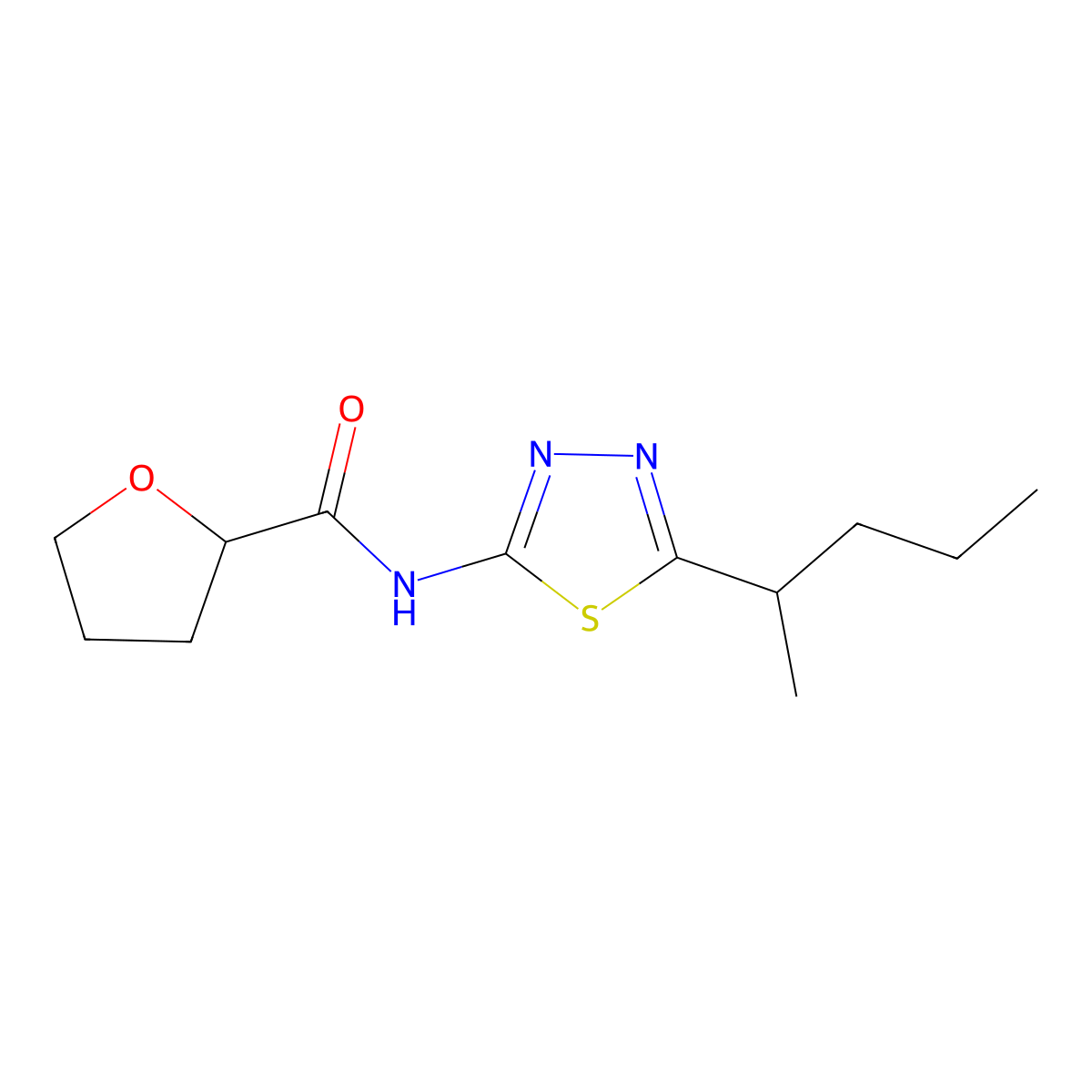 N-(5-pentan-2-yl-1,3,4-thiadiazol-2-yl)oxolane-2-carboxamide molecular structure, CAS 825598-81-0