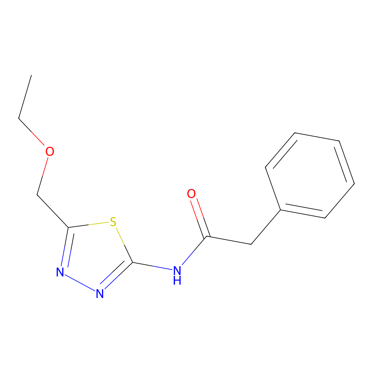 N-[5-(ethoxymethyl)-1,3,4-thiadiazol-2-yl]-2-phenylacetamide molecular structure, CAS 825598-83-2