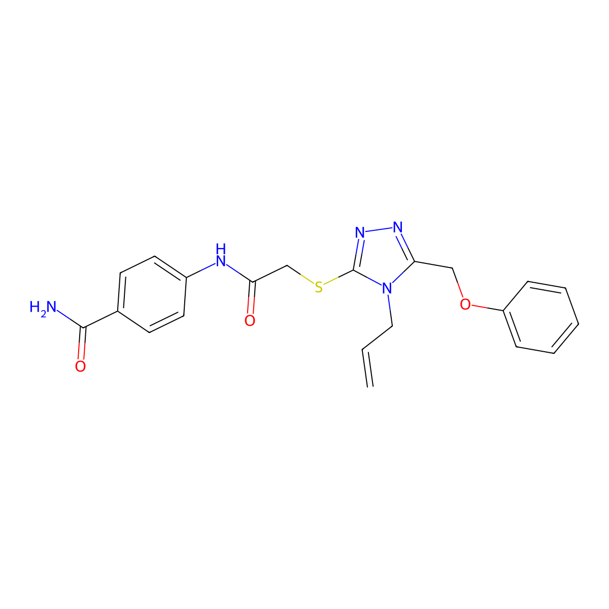 4-[({[5-(phenoxymethyl)-4-(prop-2-en-1-yl)-4H-1,2,4-triazol-3-yl]sulfanyl}acetyl)amino]benzamide molecular structure, CAS 825599-17-5