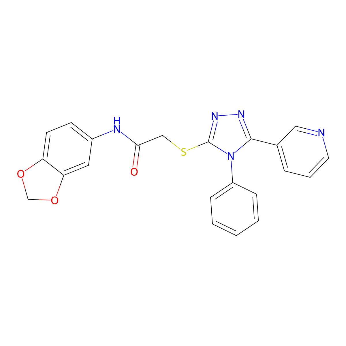 N-(1,3-benzodioxol-5-yl)-2-[(4-phenyl-5-pyridin-3-yl-1,2,4-triazol-3-yl)sulfanyl]acetamide molecular structure, CAS 825599-30-2
