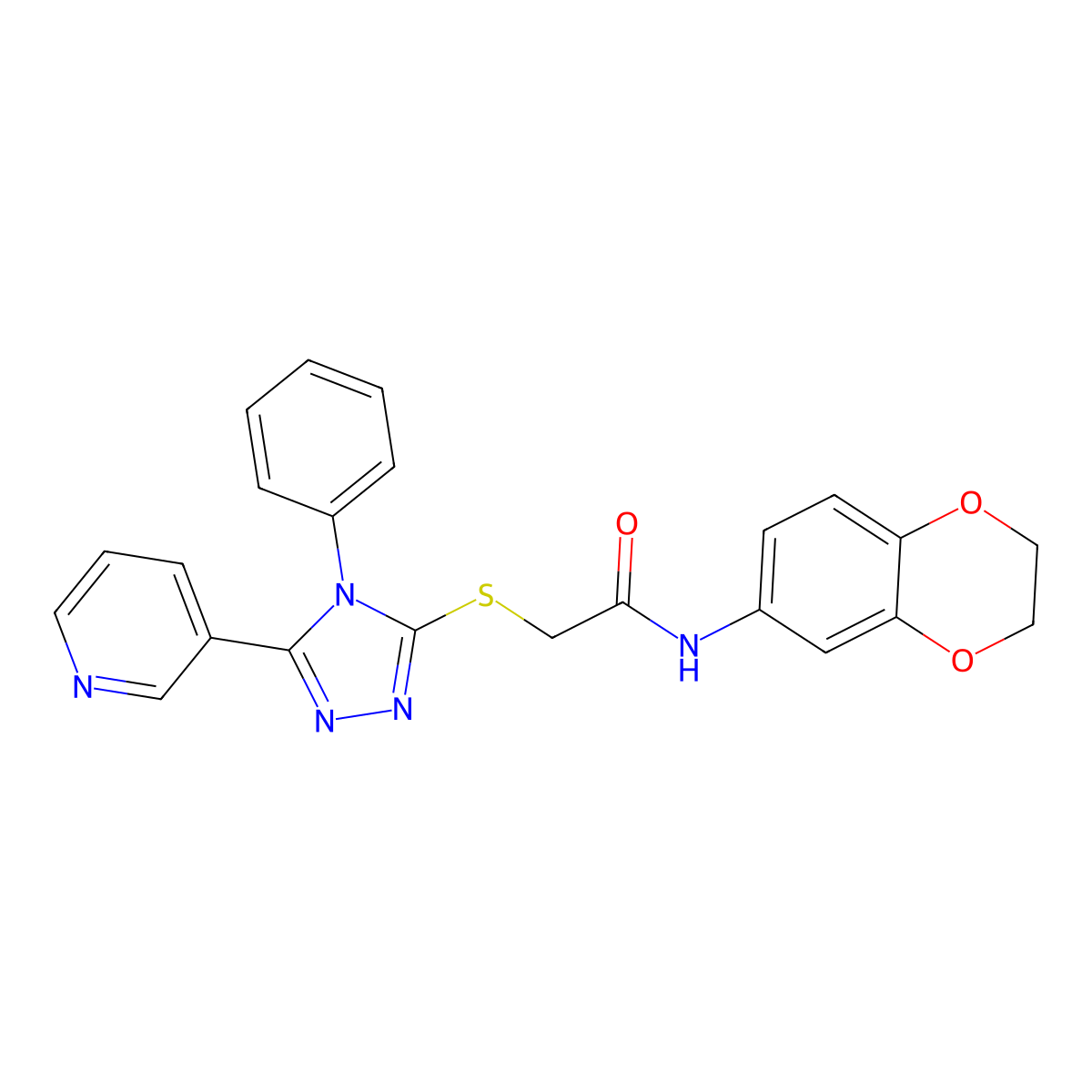 N-(2,3-dihydro-1,4-benzodioxin-6-yl)-2-[(4-phenyl-5-pyridin-3-yl-1,2,4-triazol-3-yl)sulfanyl]acetamide molecular structure, CAS 825599-32-4