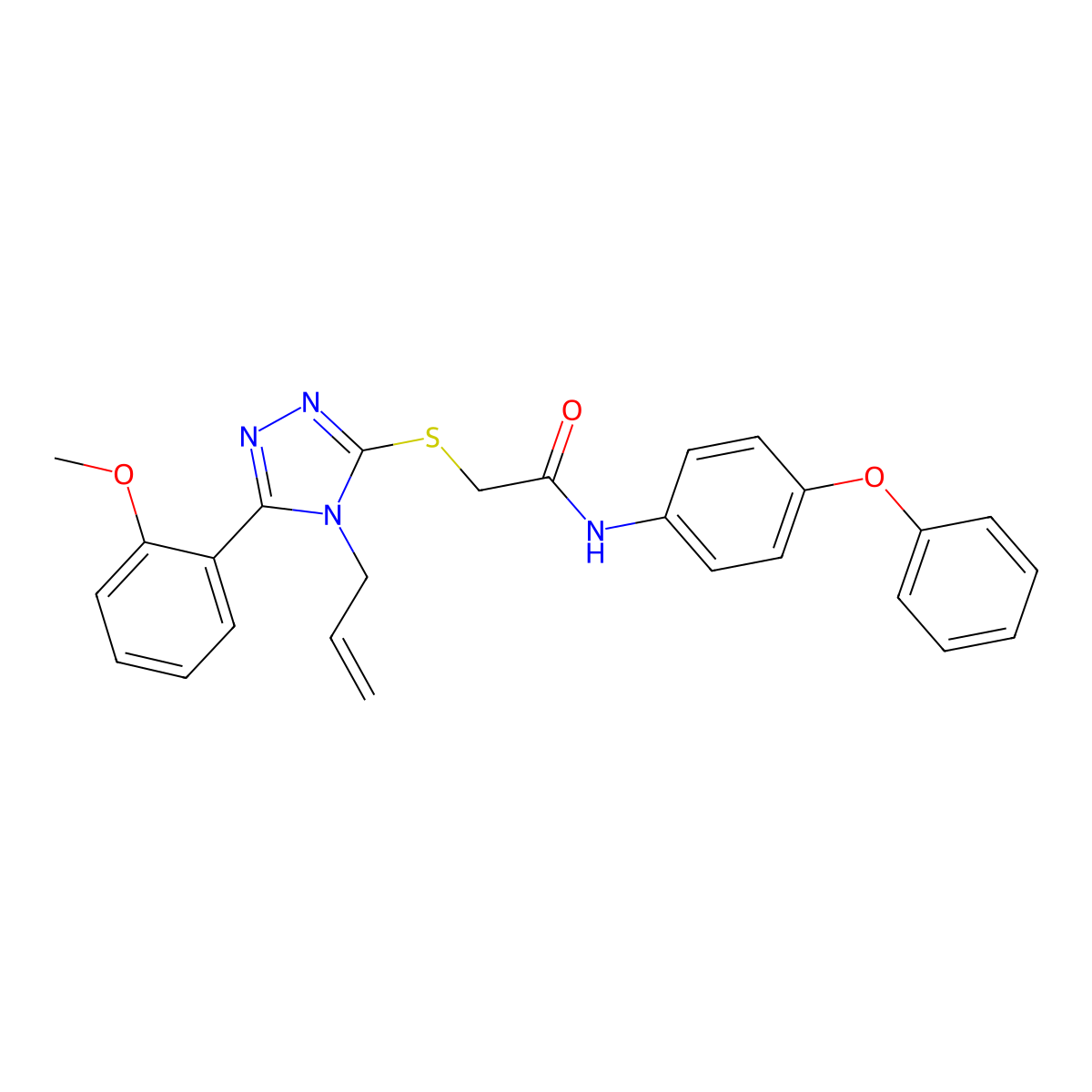 2-[[5-(2-methoxyphenyl)-4-prop-2-enyl-1,2,4-triazol-3-yl]sulfanyl]-N-(4-phenoxyphenyl)acetamide molecular structure, CAS 825599-37-9