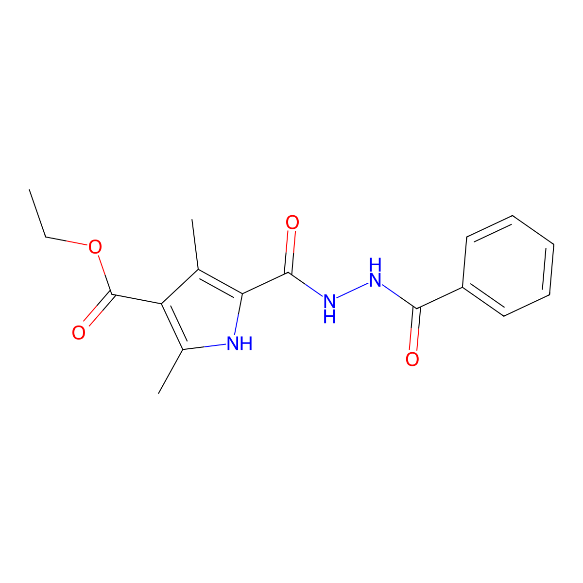 ethyl 5-(benzamidocarbamoyl)-2,4-dimethyl-1H-pyrrole-3-carboxylate molecular structure, CAS 825599-53-9