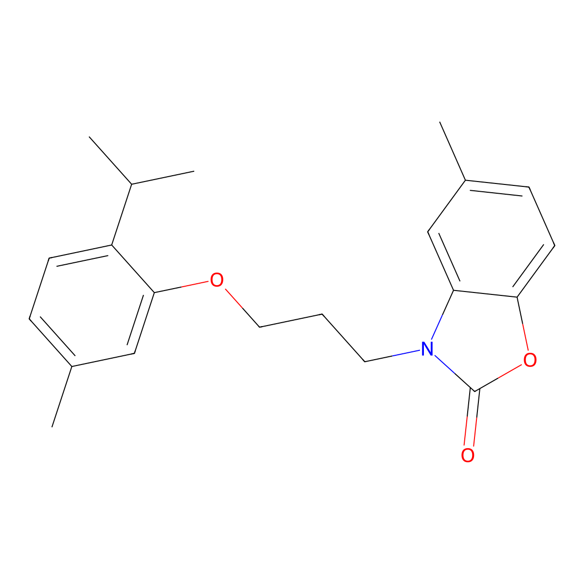 5-Methyl-3-[3-(5-methyl-2-propan-2-ylphenoxy)propyl]-1,3-benzoxazol-2-one molecular structure, CAS 825599-57-3