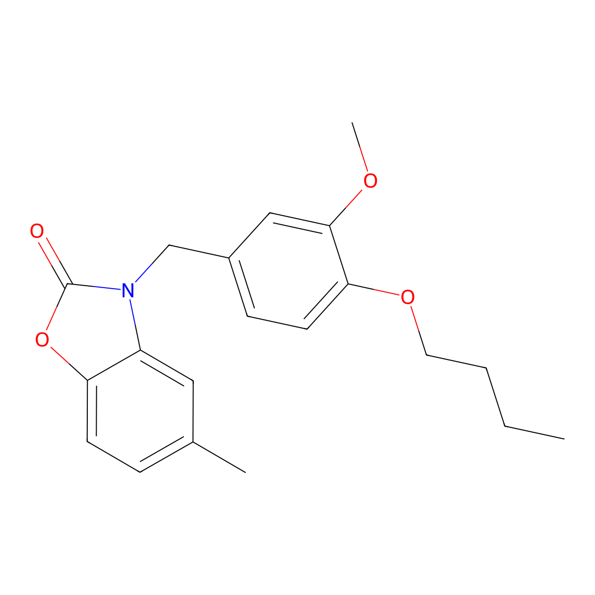 3-(4-butoxy-3-methoxybenzyl)-5-methylbenzo[d]oxazol-2(3H)-one molecular structure, CAS 825599-58-4