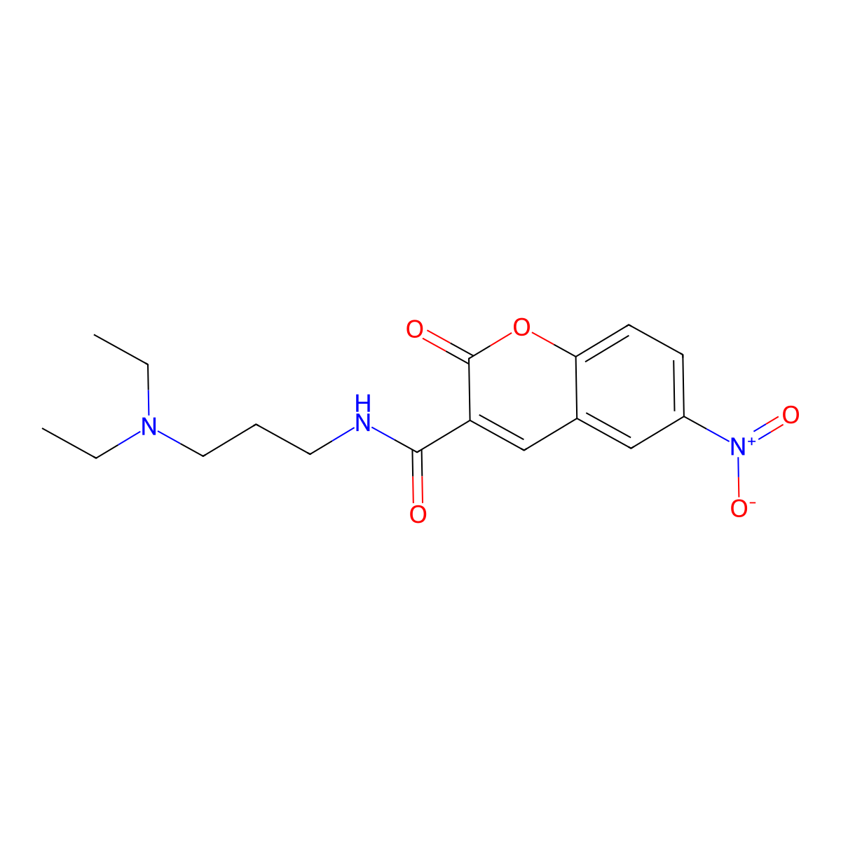 N-(3-(diethylamino)propyl)-6-nitro-2-oxo-2H-chromene-3-carboxamide molecular structure, CAS 825599-71-1
