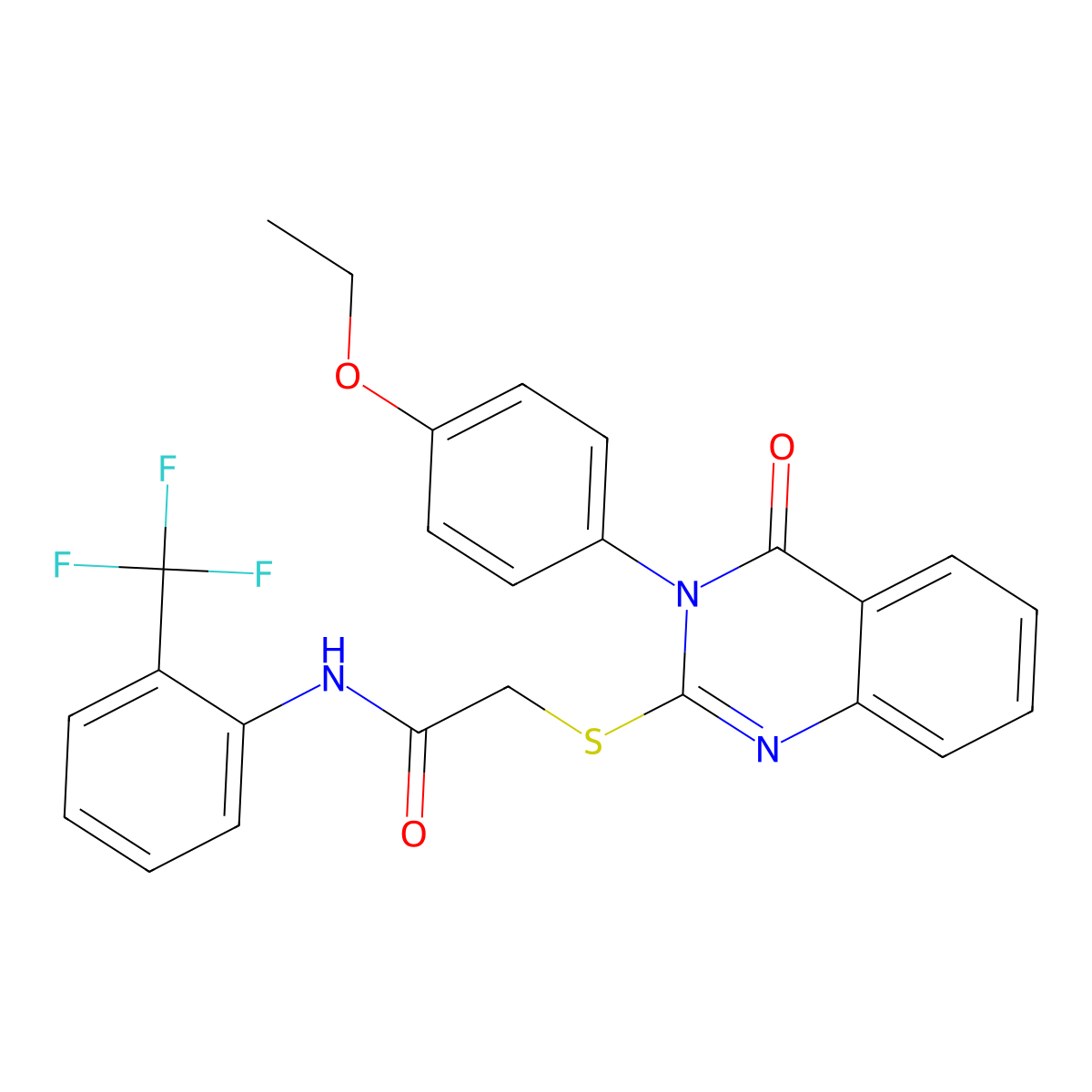 2-[3-(4-ethoxyphenyl)-4-oxoquinazolin-2-yl]sulfanyl-N-[2-(trifluoromethyl)phenyl]acetamide molecular structure, CAS 825599-95-9