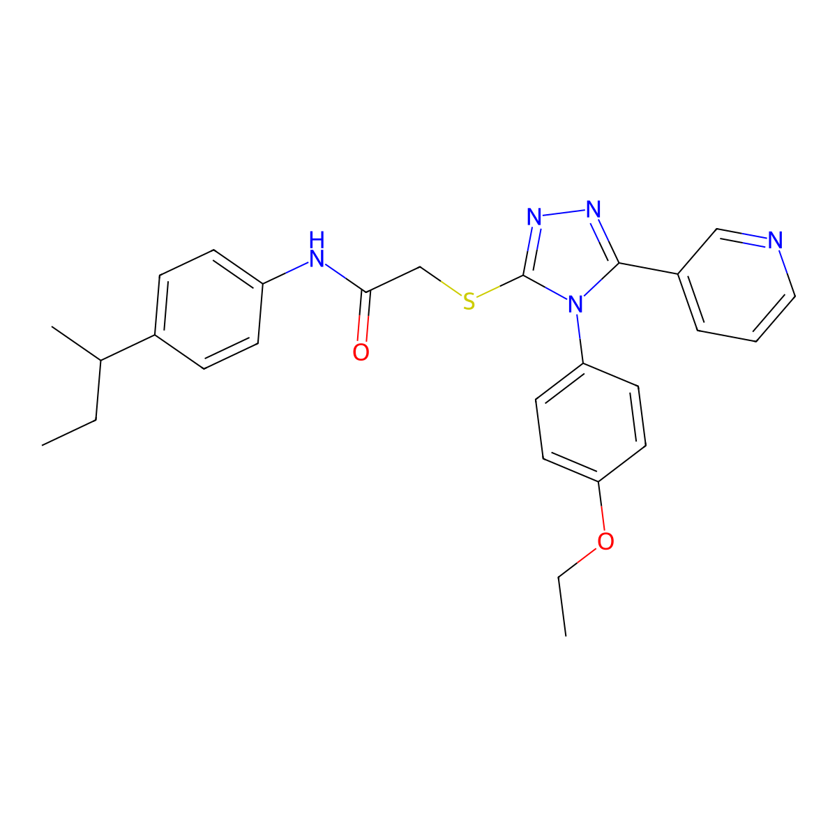 N-[4-(butan-2-yl)phenyl]-2-{[4-(4-ethoxyphenyl)-5-(pyridin-3-yl)-4H-1,2,4-triazol-3-yl]sulfanyl}acetamide molecular structure, CAS 825599-96-0