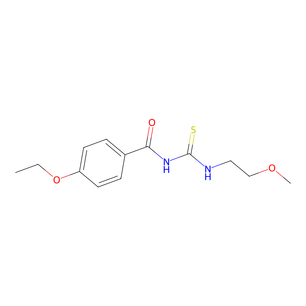 4-ethoxy-N-(2-methoxyethylcarbamothioyl)benzamide molecular structure, CAS 825600-06-4