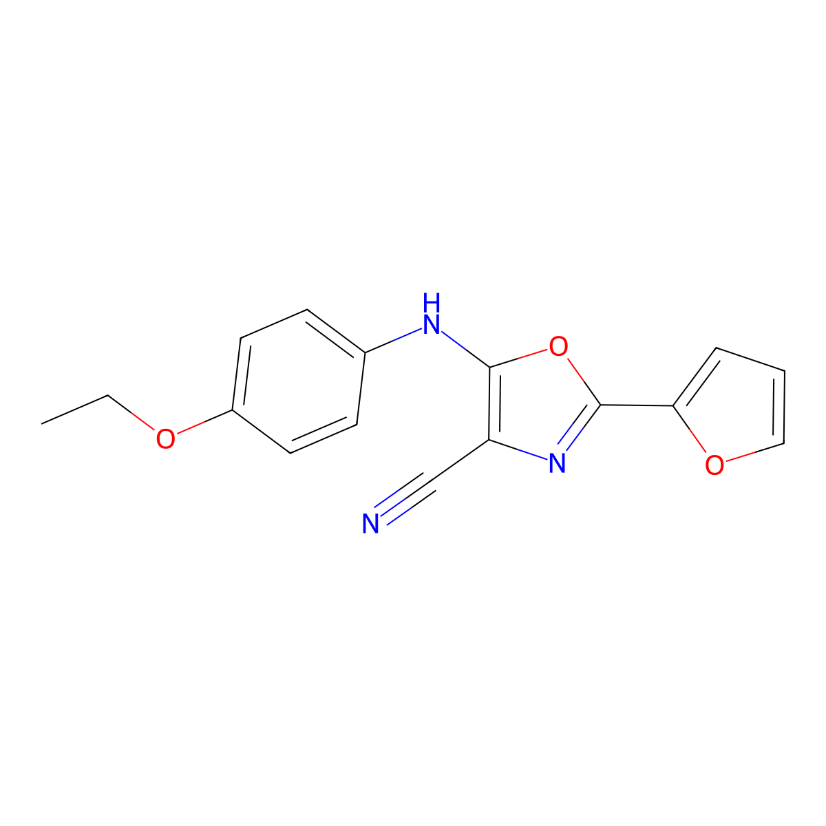 5-(4-Ethoxyanilino)-2-(furan-2-yl)-1,3-oxazole-4-carbonitrile molecular structure, CAS 825600-23-5