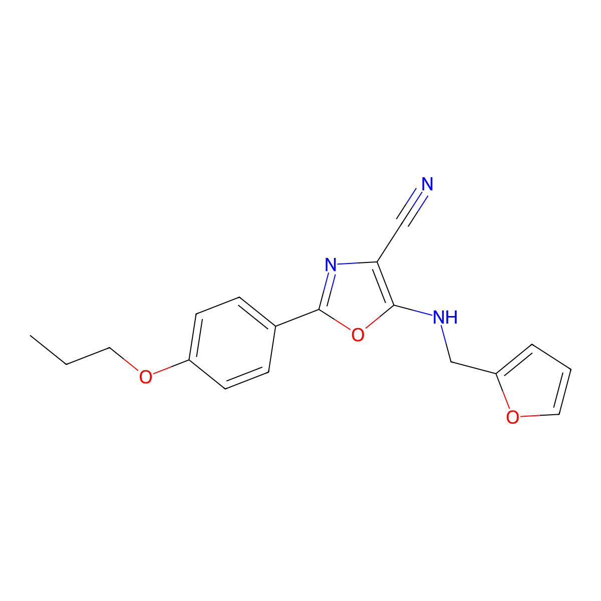 5-(Furan-2-ylmethylamino)-2-(4-propoxyphenyl)-1,3-oxazole-4-carbonitrile molecular structure, CAS 825600-51-9