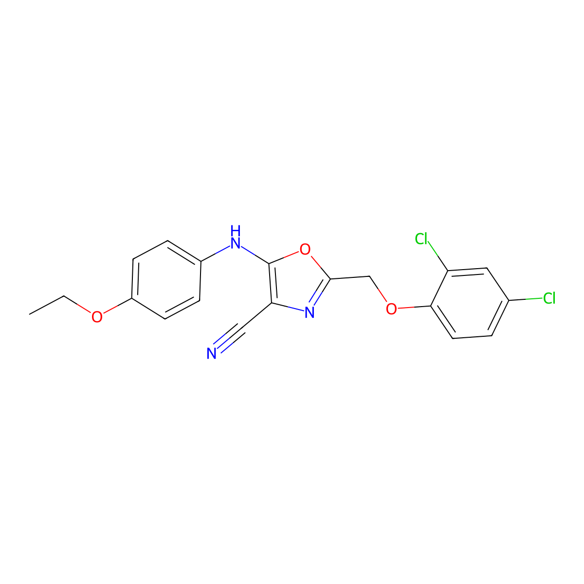 2-[(2,4-Dichlorophenoxy)methyl]-5-(4-ethoxyanilino)-1,3-oxazole-4-carbonitrile molecular structure, CAS 825600-61-1