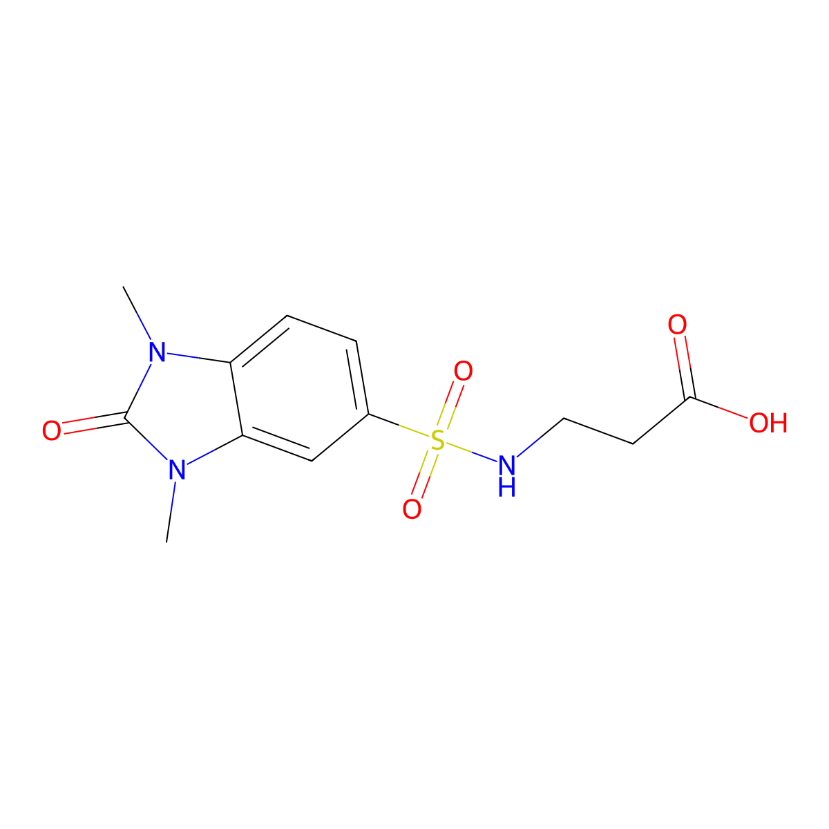 3-[(1,3-Dimethyl-2-oxobenzimidazol-5-yl)sulfonylamino]propanoic acid molecular structure, CAS 825600-80-4