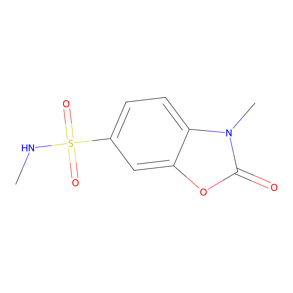 3-Methyl-2-oxo-2,3-dihydro-benzooxazole-6-sulfonic acid methylamide molecular structure, CAS 825600-85-9