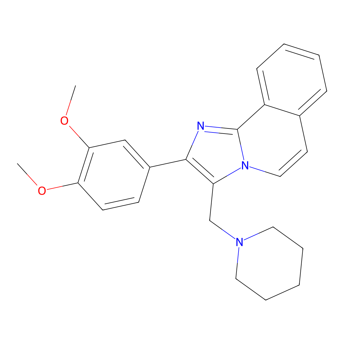 2-(3,4-Dimethoxyphenyl)-3-(1-piperidinylmethyl)imidazo[2,1-a]isoquinoline molecular structure, CAS 825601-17-0