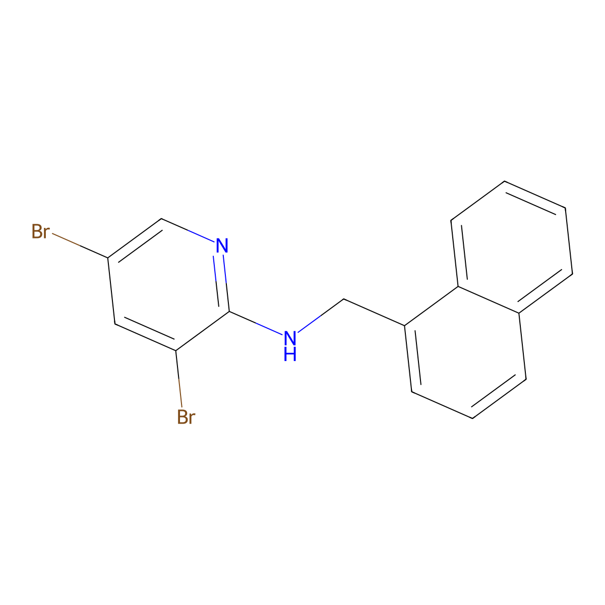 3,5-dibromo-N-(naphthalen-1-ylmethyl)pyridin-2-amine molecular structure, CAS 825601-26-1
