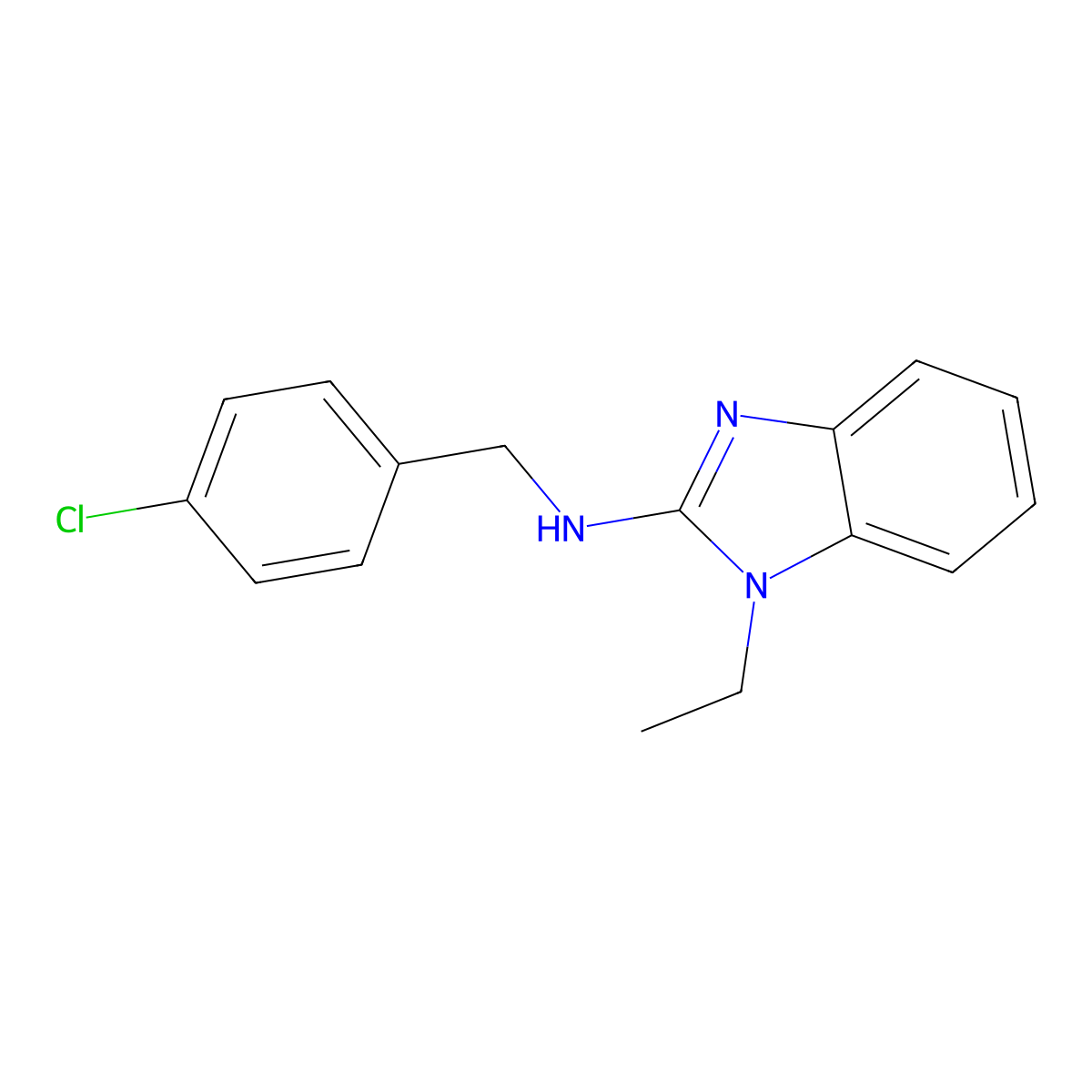 N-(4-chlorobenzyl)-N-(1-ethyl-1H-benzimidazol-2-yl)amine molecular structure, CAS 825601-28-3