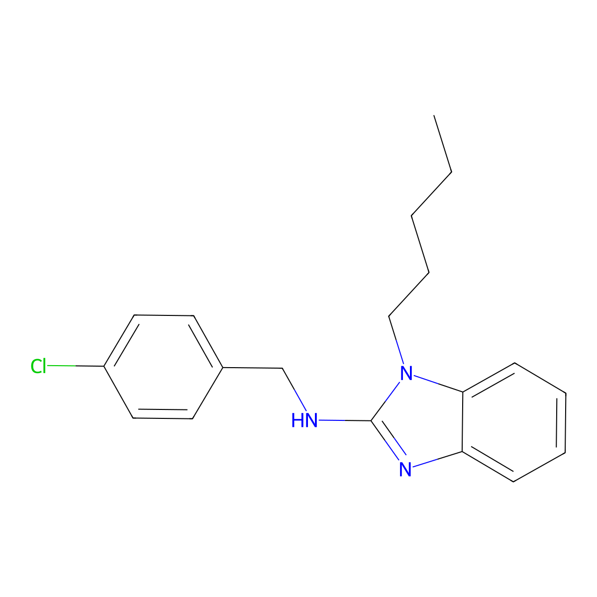 N-(4-chlorobenzyl)-N-(1-pentyl-1H-benzimidazol-2-yl)amine molecular structure, CAS 825601-32-9