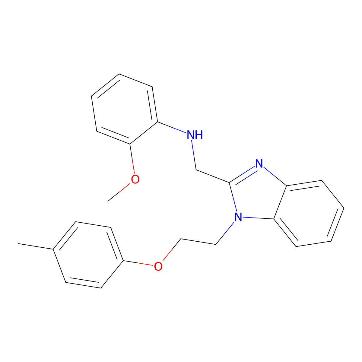 2-methoxy-N-[[1-[2-(4-methylphenoxy)ethyl]benzimidazol-2-yl]methyl]aniline molecular structure, CAS 825602-23-1