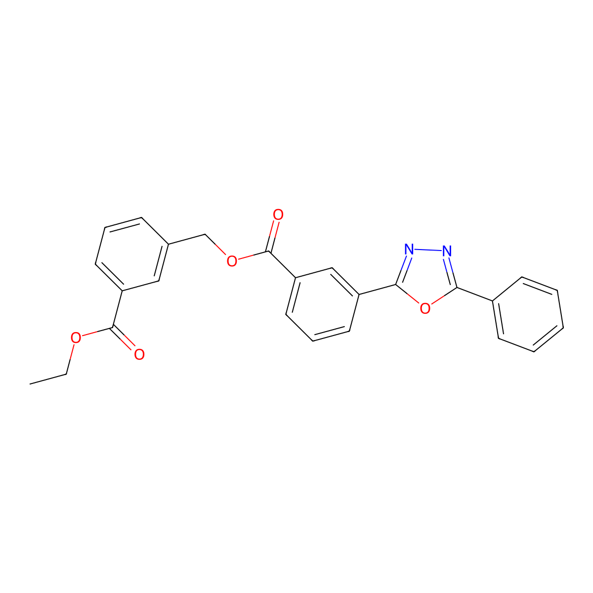 3-[[Oxo-[3-(5-phenyl-1,3,4-oxadiazol-2-yl)phenyl]methoxy]methyl]benzoic acid ethyl ester molecular structure, CAS 825602-57-1