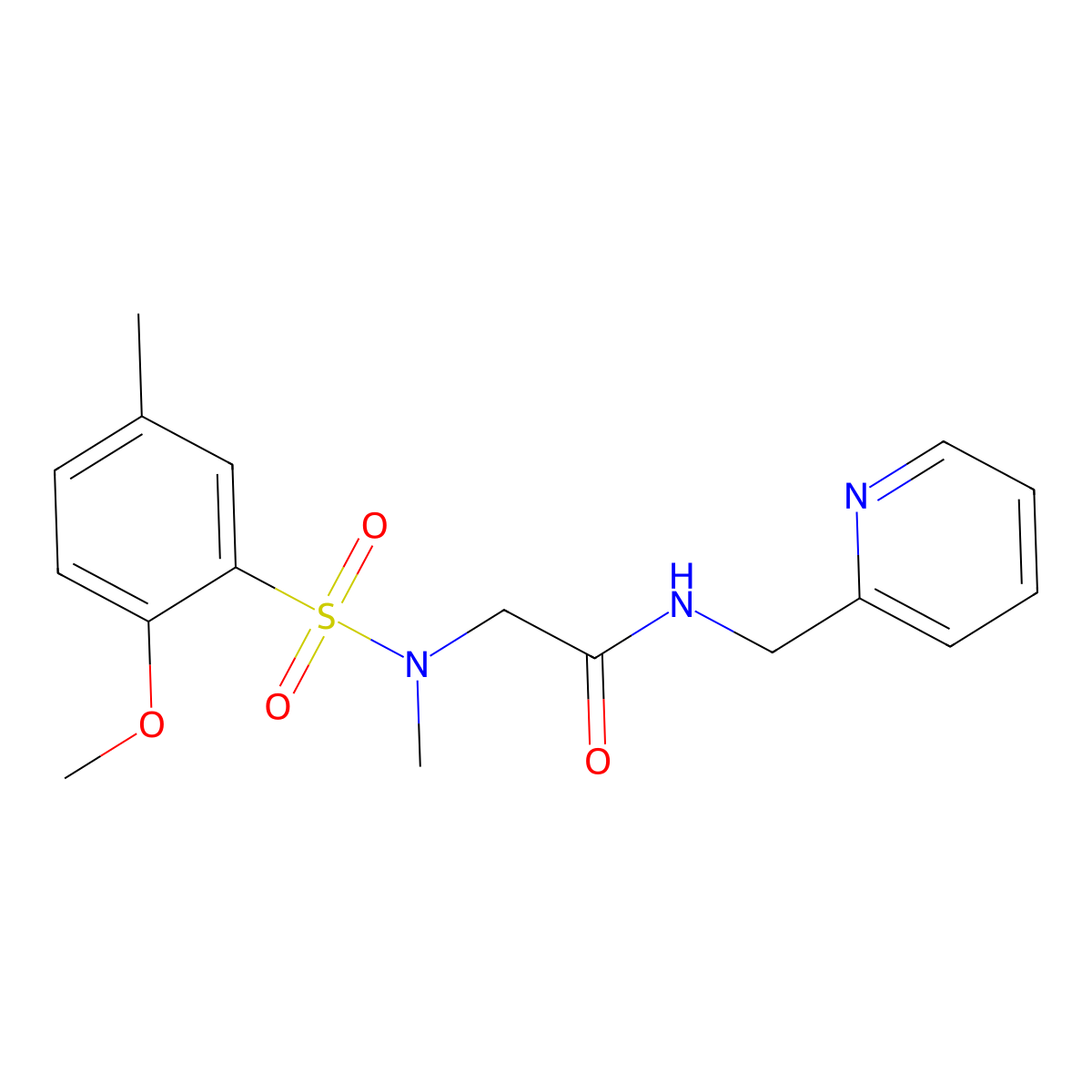 2-[(2-methoxy-5-methylphenyl)sulfonyl-methylamino]-N-(pyridin-2-ylmethyl)acetamide molecular structure, CAS 825604-32-8